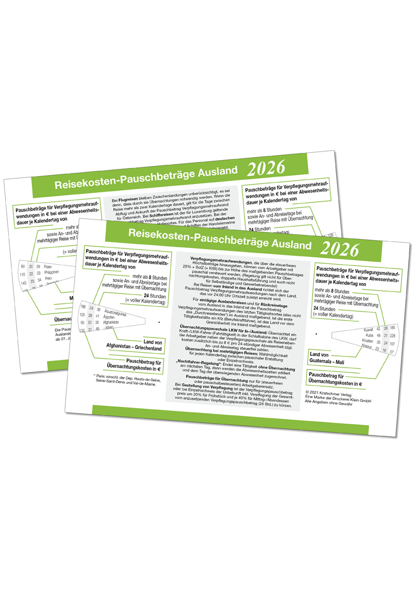 Drehkarte "Reisekosten Ausland"